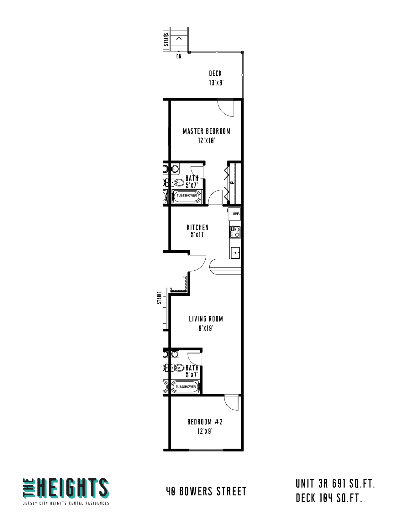 Floor plan for 2 beds, 2 baths, 3000 sqft